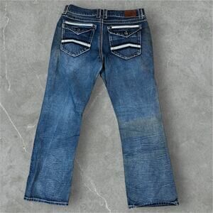 Axe & Crown Boot Fit Jeans 36x31 Crazy Fading Y2K Flap Pocket Grunge Emo Fade